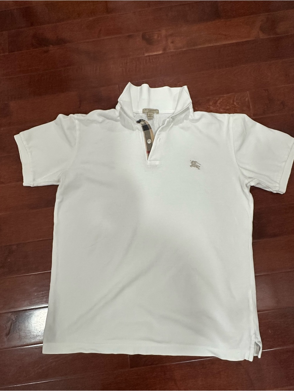 Burberry White Polo Shirt with Check Placket